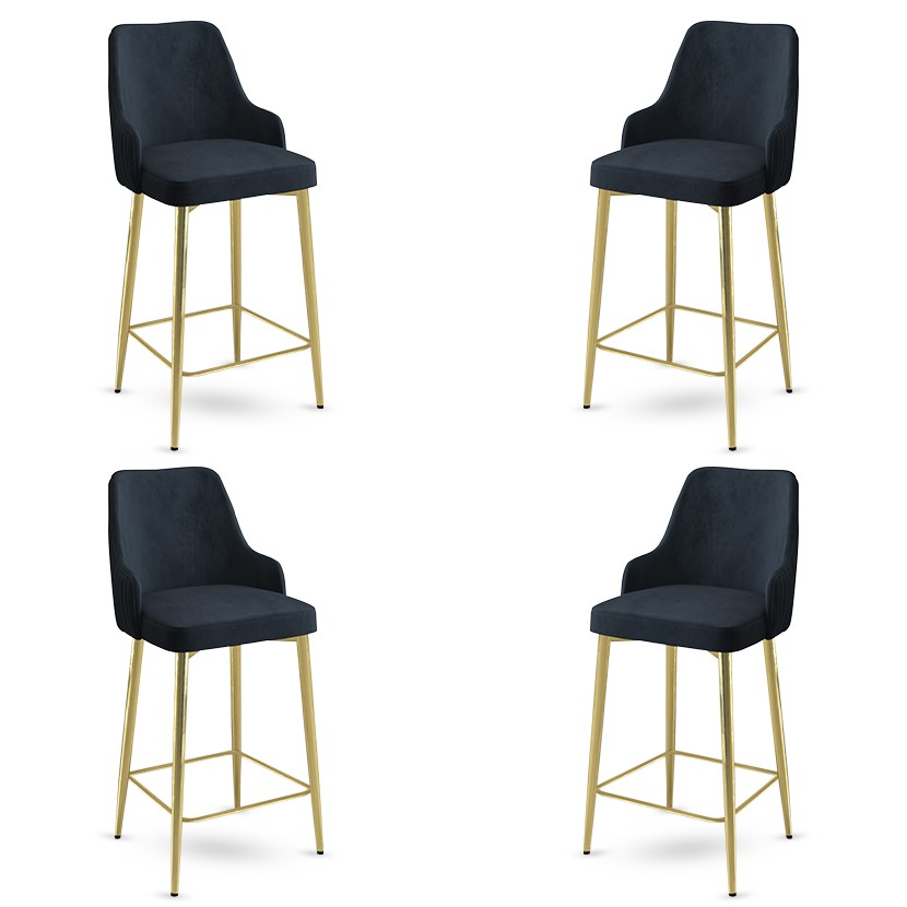 Bar Stool Set (4 Pieces) Enox - Anthracite, Gold