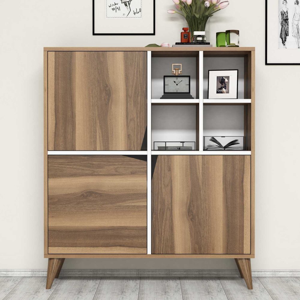 Viacúčelová skrinka Pulse - Walnut, White