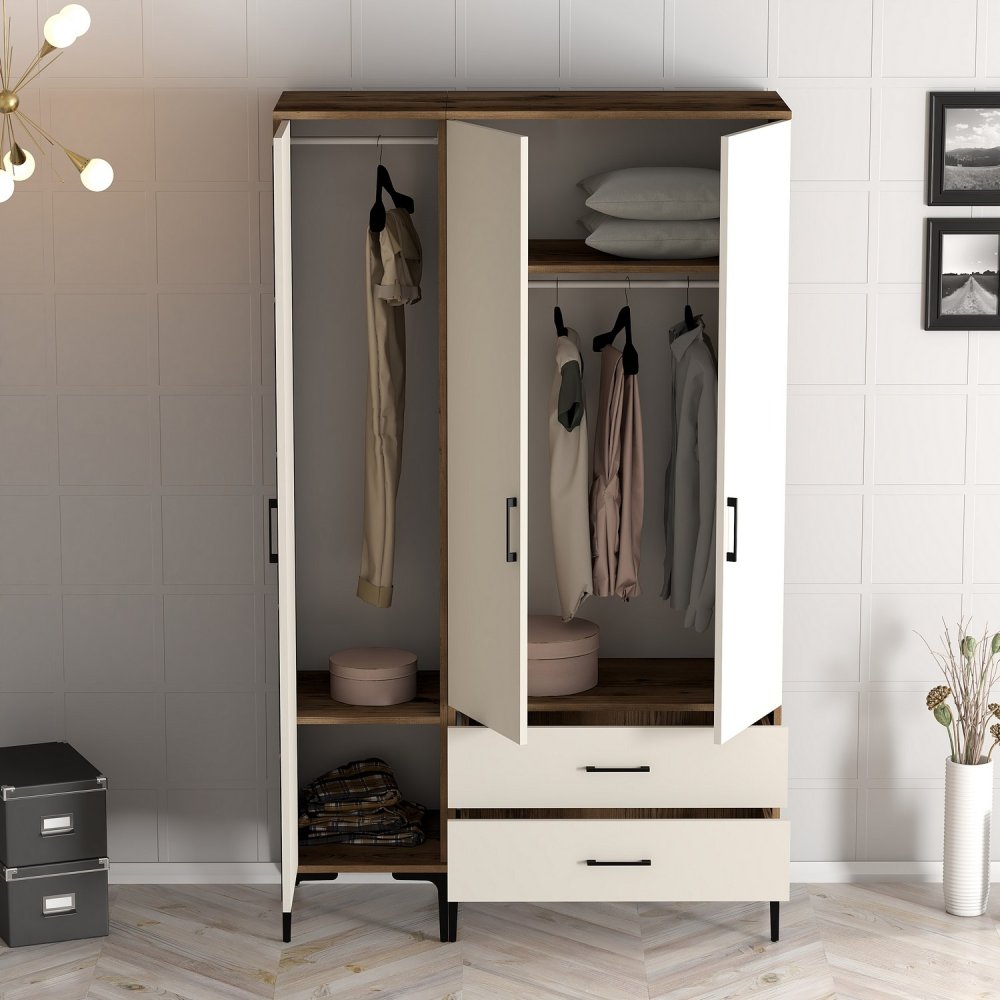Šatní skříň Kumsal ST - Walnut, Cream (obrázek 5)