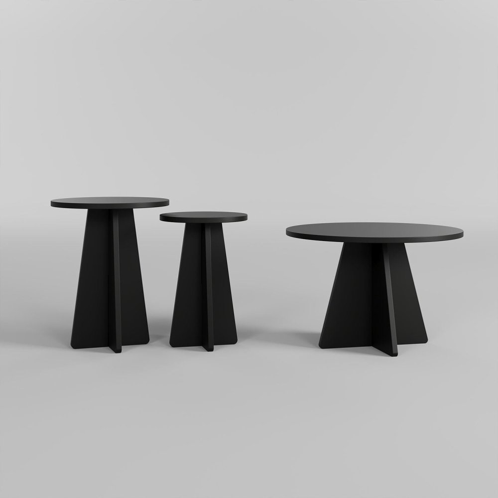 Sada konferenčních stolků Mushroom 3 - Black (obrázek 4)