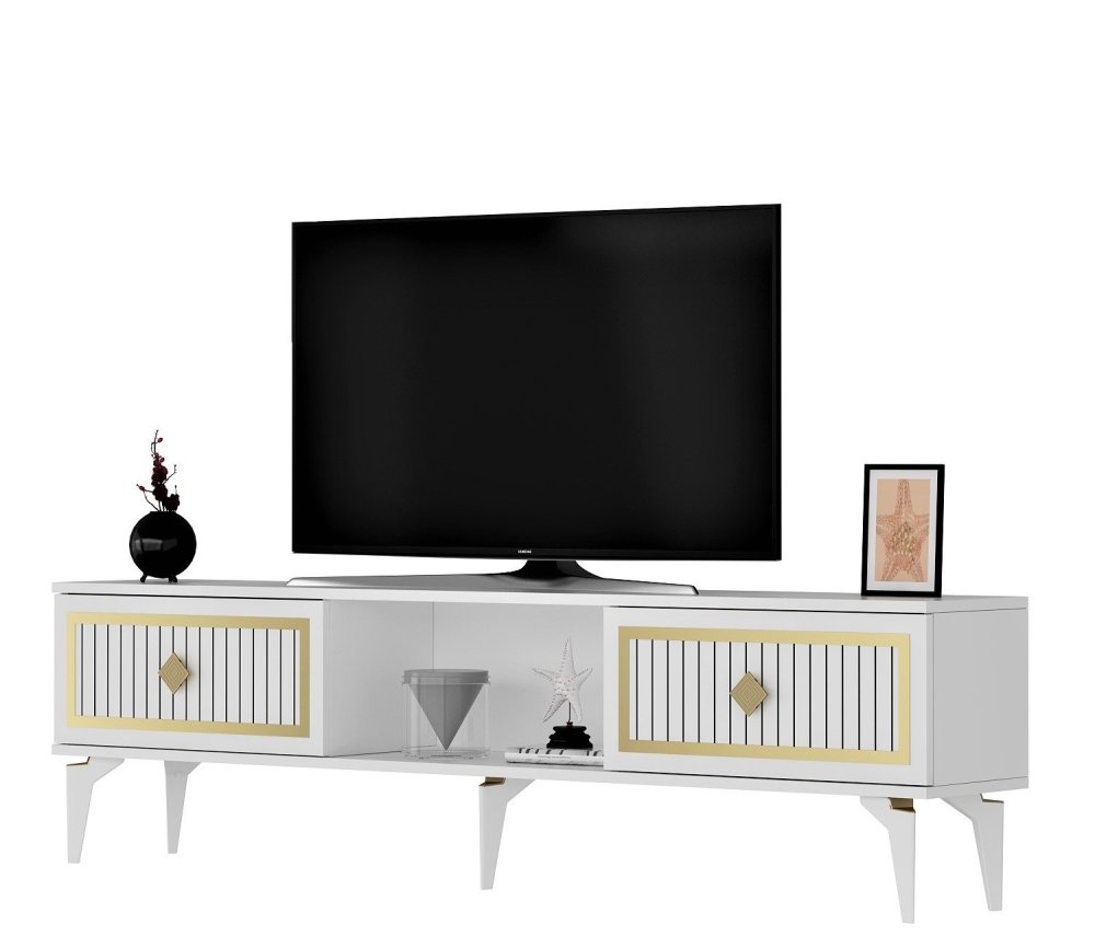 TV stolík Nil - White, Gold