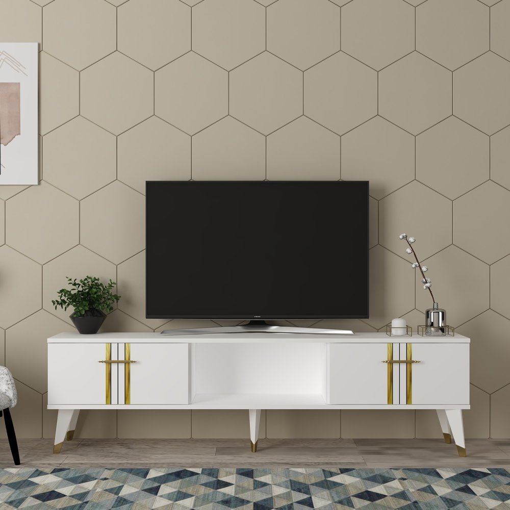 TV stolík Asel - White, Gold