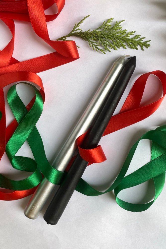 Súprava sviečok (2 kusy) Premium Christmas 2 - Black, Silver