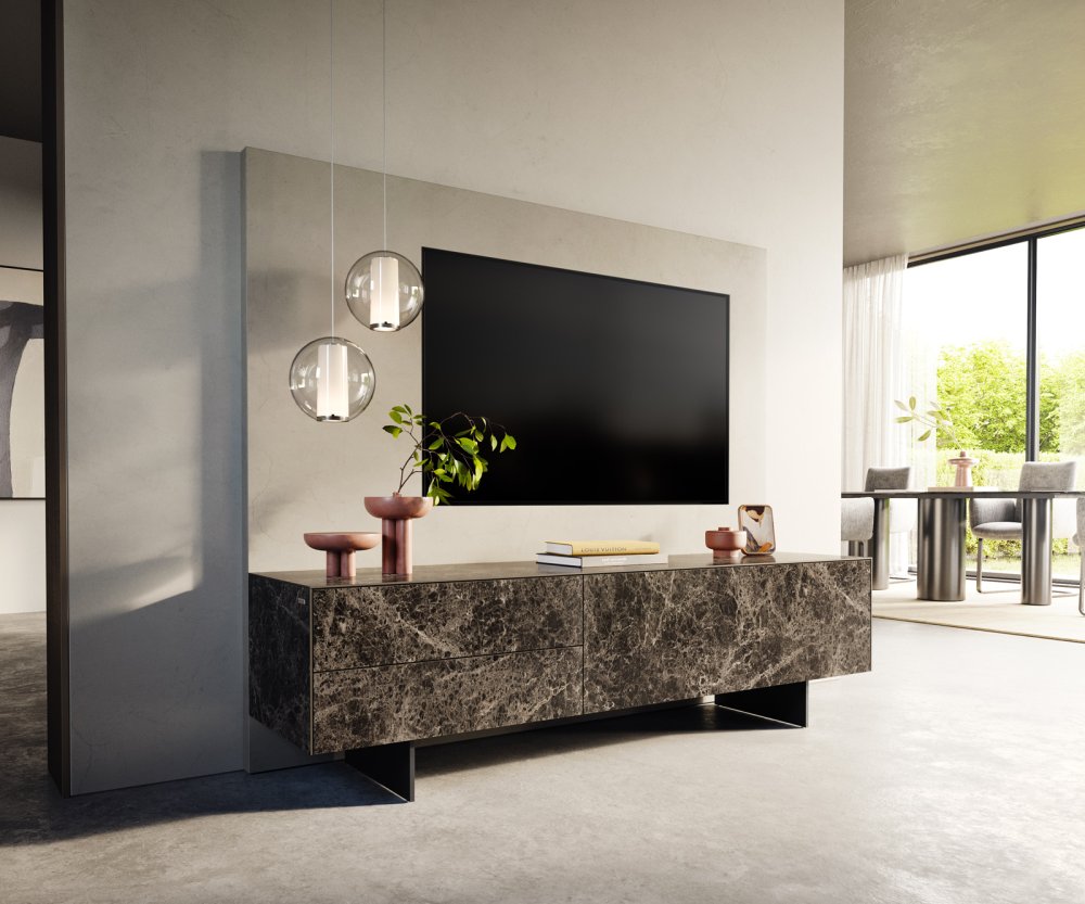 TV stolík Cuor 180 cm keramika emperador extra leštená tmavohnedá 1