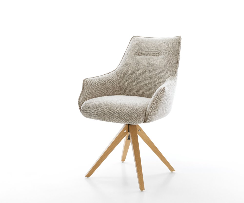 Jedálenská stolička Alja-Flex s opierkami tkanina mäkká béžová drevená