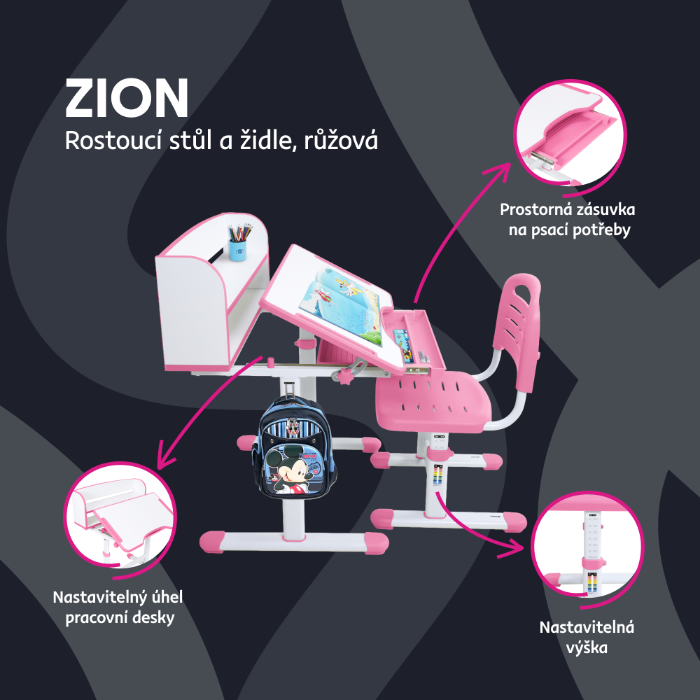 Rastúci detský stôl a stolička ZION Tempo Kondela