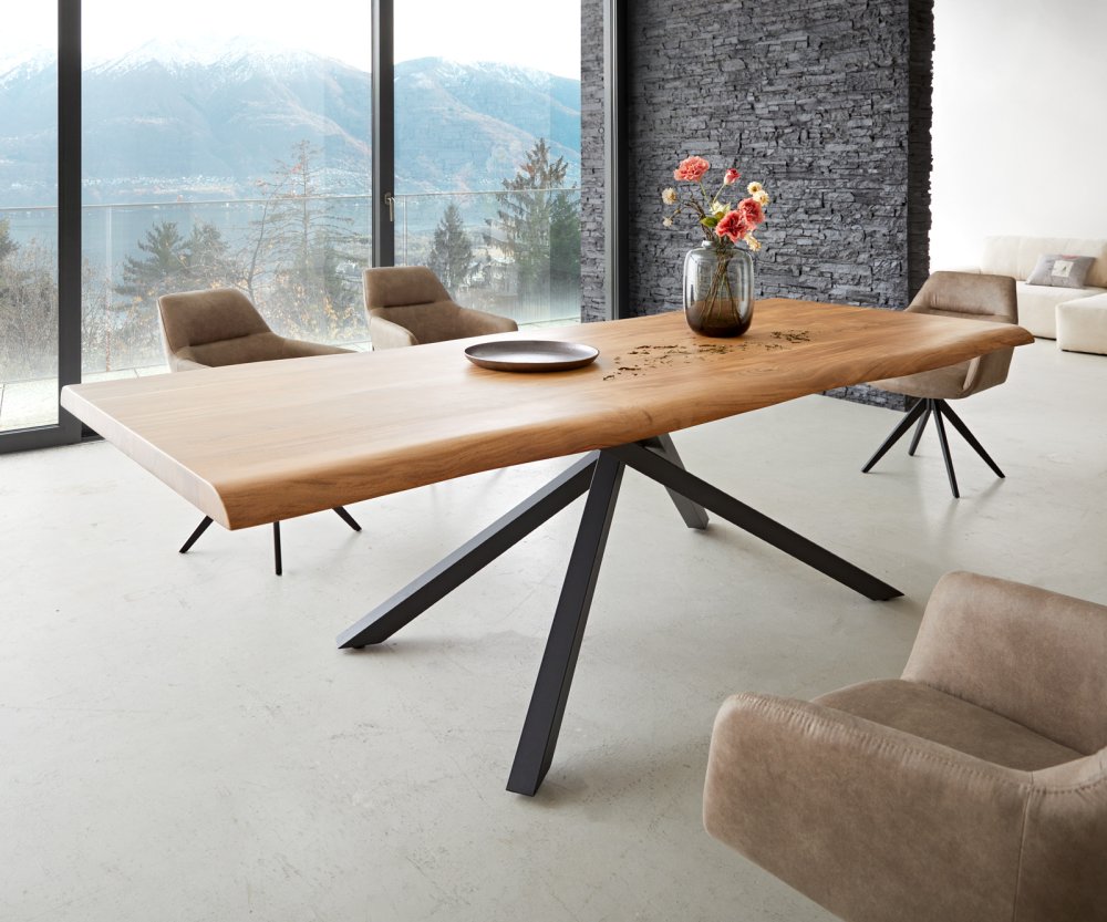 Jedálenský stôl Edge 260x100 XL akácia prírodná krížová podstava