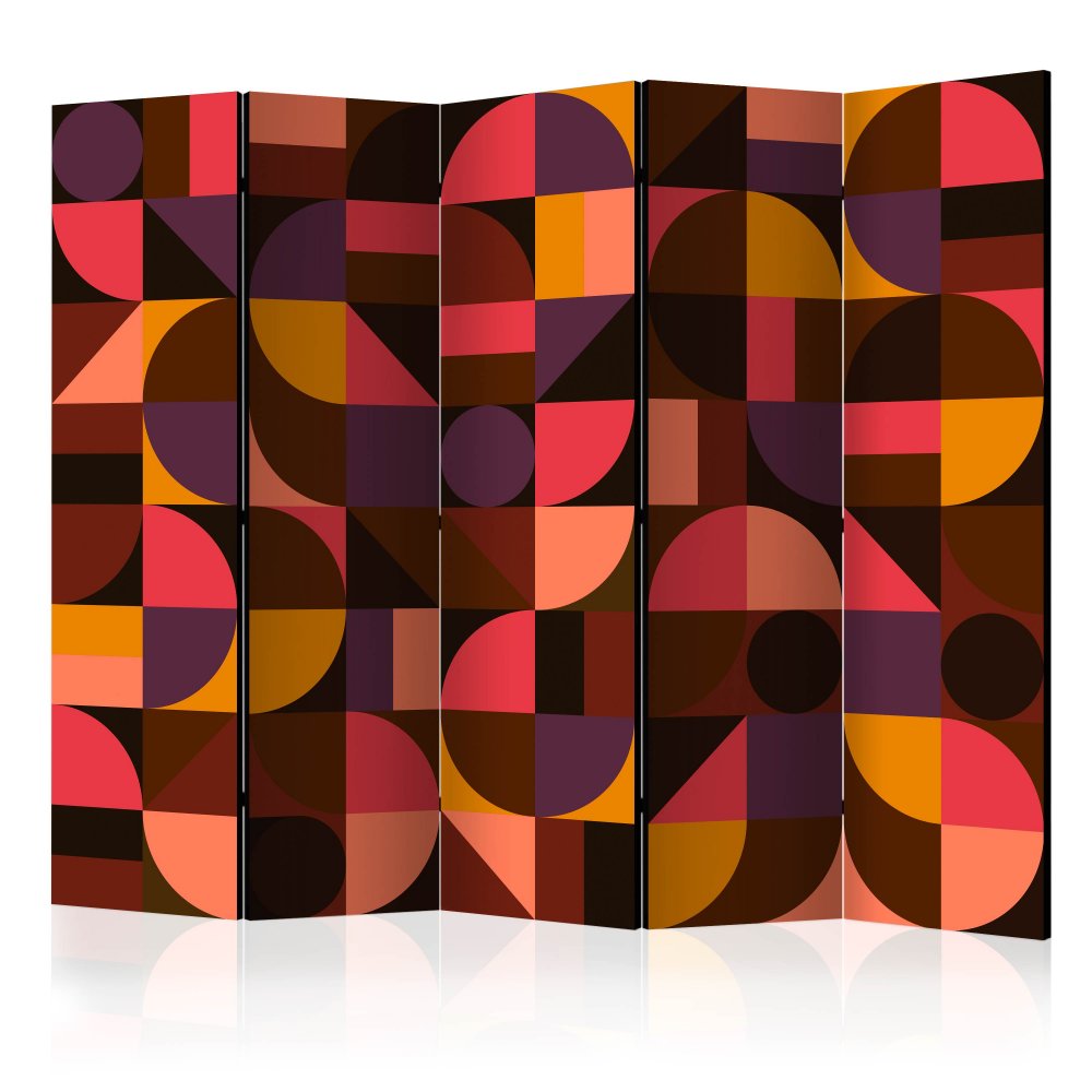 Paraván Geometric Mosaic (Red) Dekorhome 225x172 cm (5-dílný)