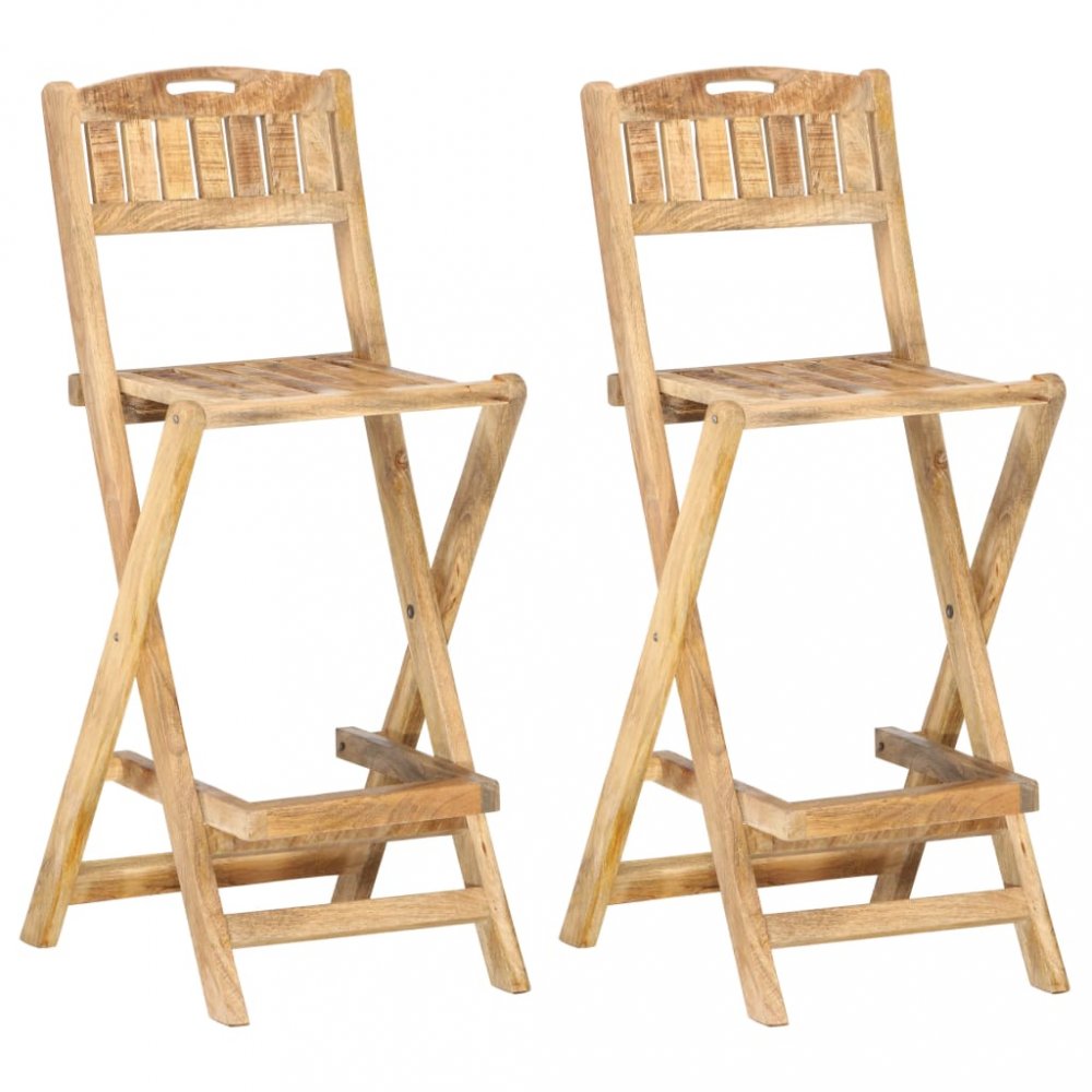 Skládací zahradní barové židle 2 ks mangovníkové dřevo Dekorhome,Skládací zahradní barové židle 2 ks