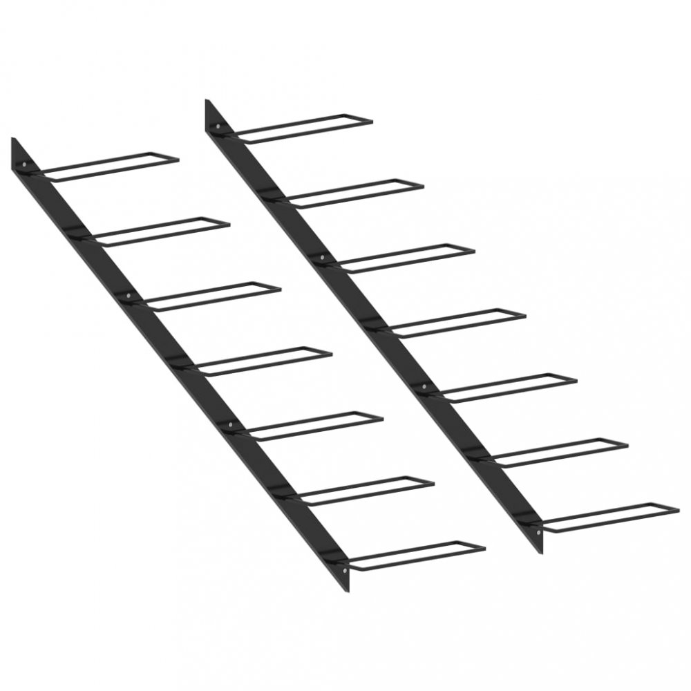 Nástěnný stojan na víno na 14 lahví 2 ks černá Dekorhome Obrázek