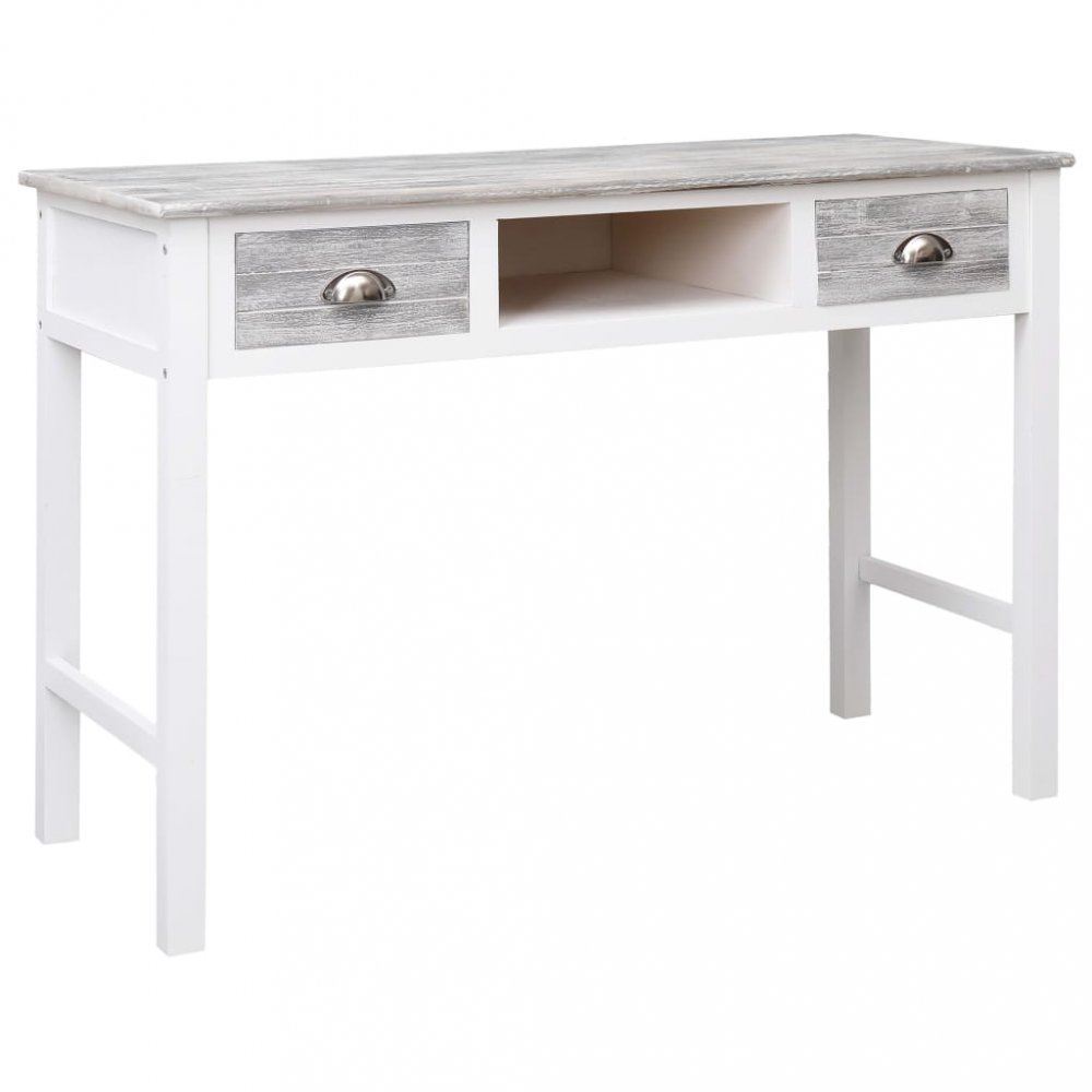 Písací stôl s 2 zásuvkami masívne drevo Dekorhome Biela / sivá