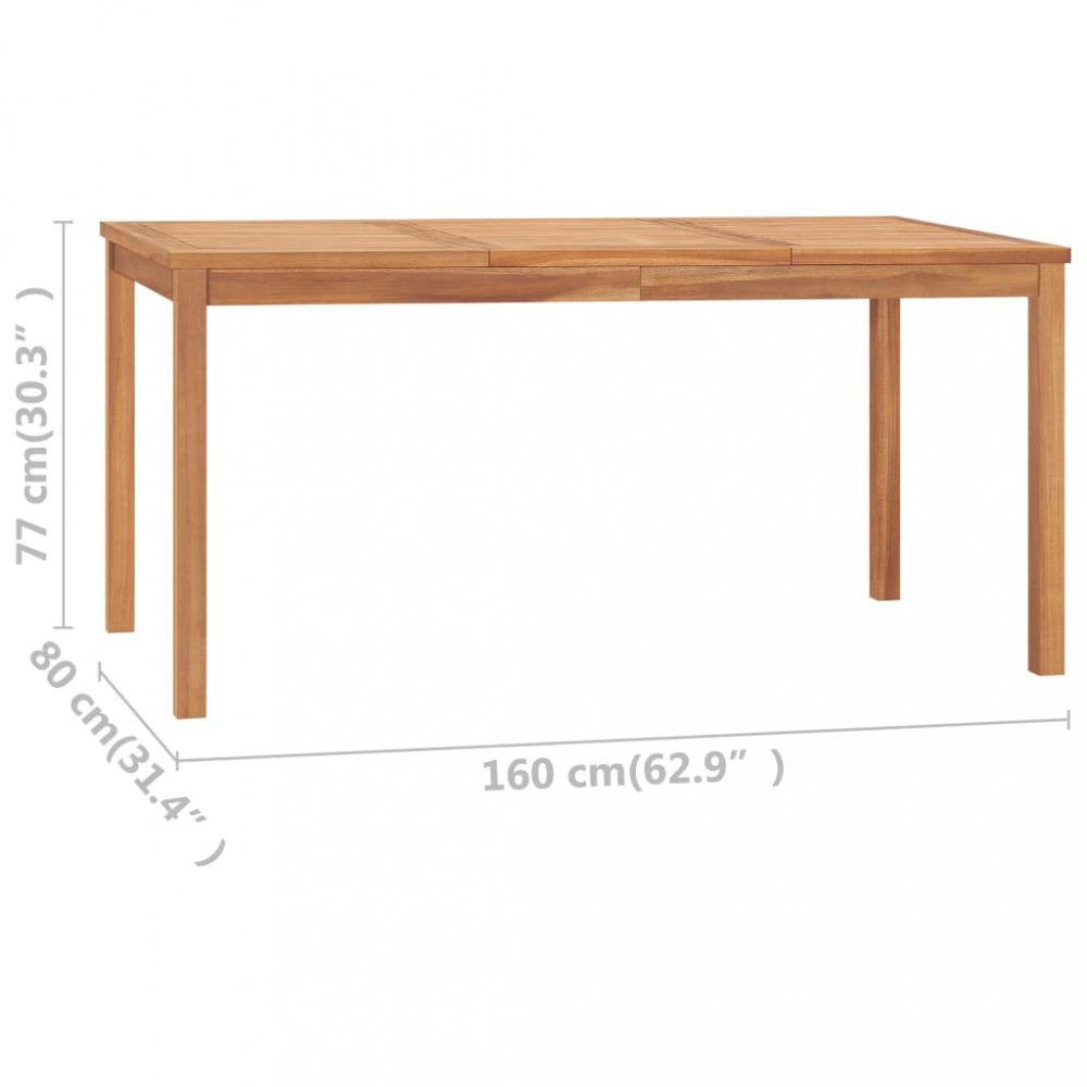Záhradný jedálenský stôl teak Dekorhome 160x80x77 cm