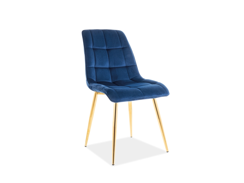 E-shop Jedálenská stolička CHIC VELVET zlatá Signal Modrá