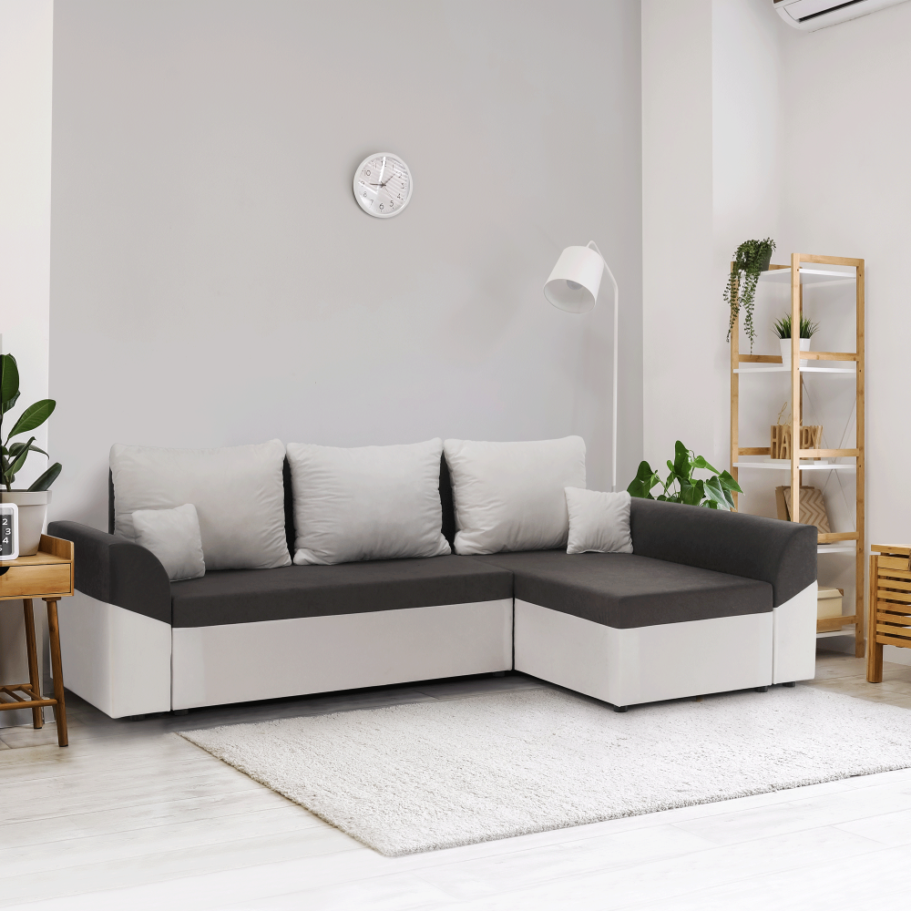 Sedací souprava rozkládací DESNY ALOVA Tempo Kondela Bílá / šedá