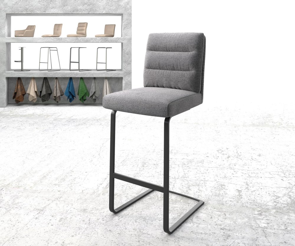 Barová židle Pela-Flex Textured Fabric Light Grey Cantilever Flat