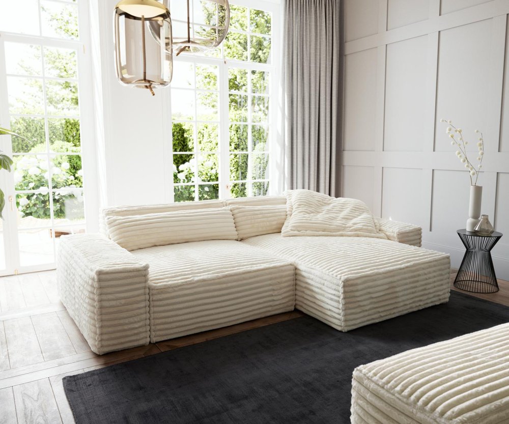 Rohová pohovka Sirpio XL 270x170 cm plyšový manšestr béžová