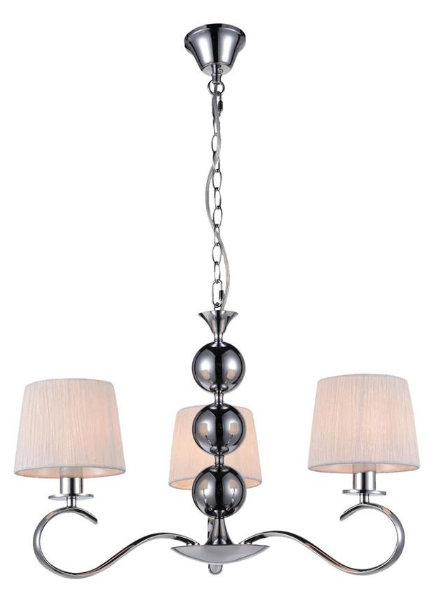 Závesná lampa chróm/biely luster Clara