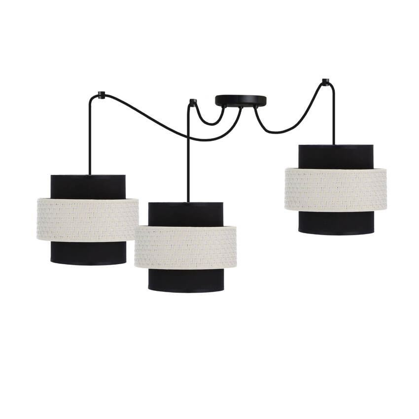 Závesná lampa Benta P čierna 3x40W E27 tienidlo čierna+krémová