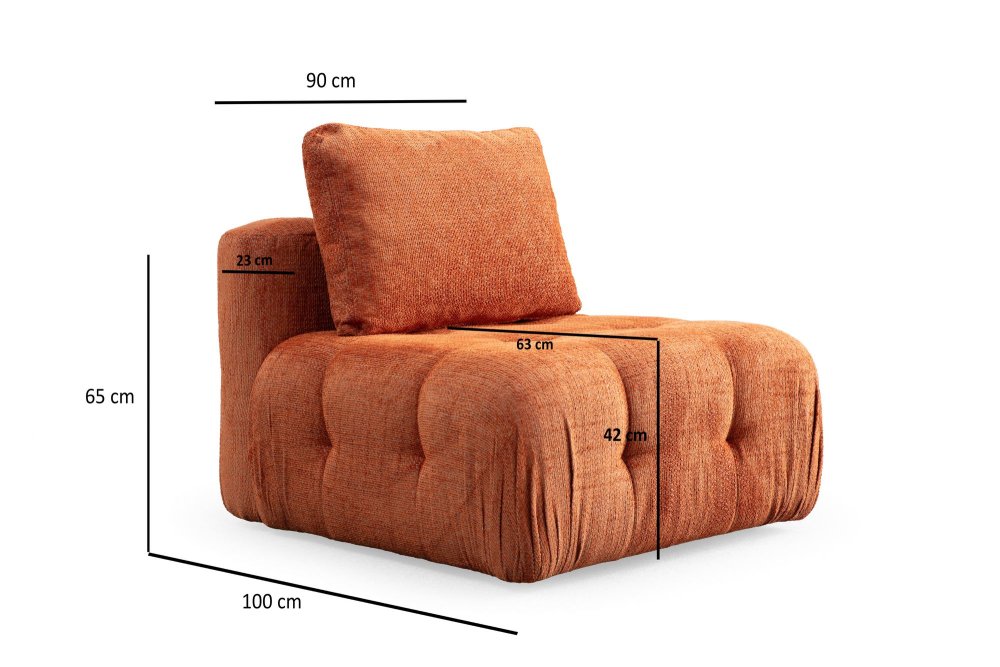 Rohová sedací souprava Amaris 3 Seater With Pouffe - Orange (obrázek 6)