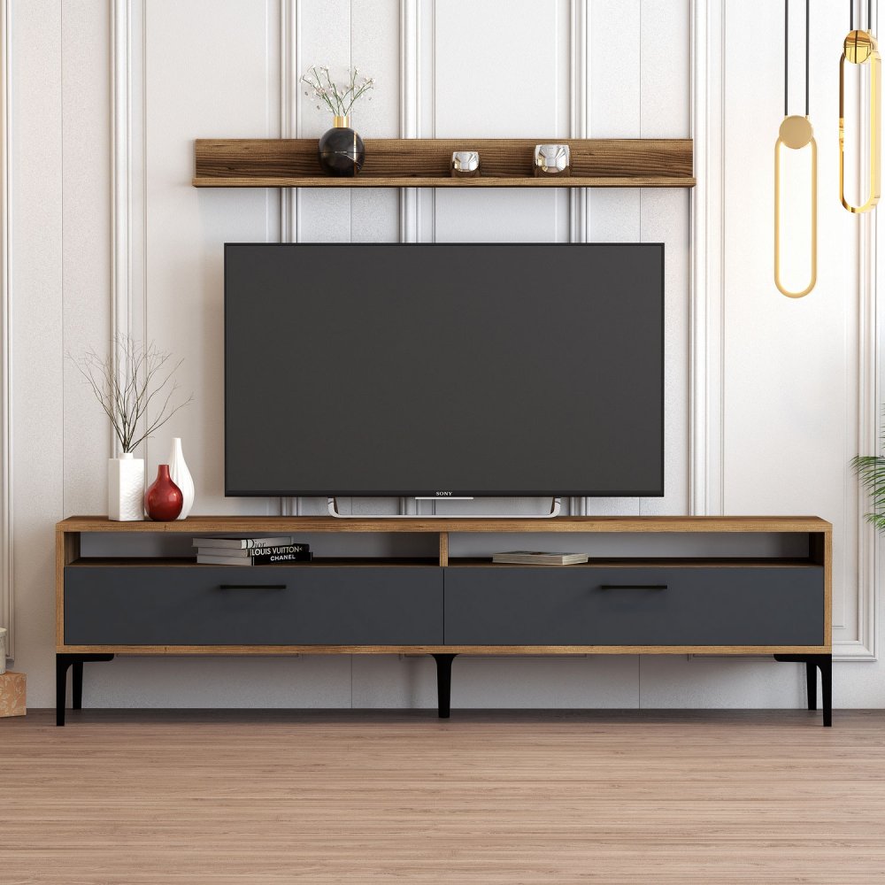 TV stěna / Sestava pod TV Istanbul - Walnut, Anthracite (obrázek 6)