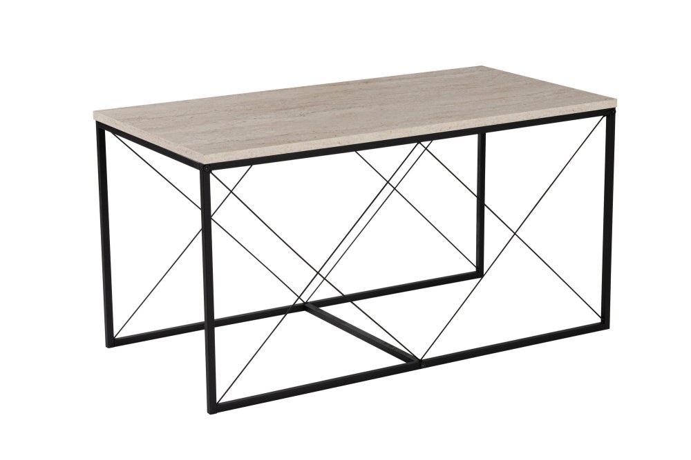 Súprava konferenčných stolíkov Defne - Black, Travertine