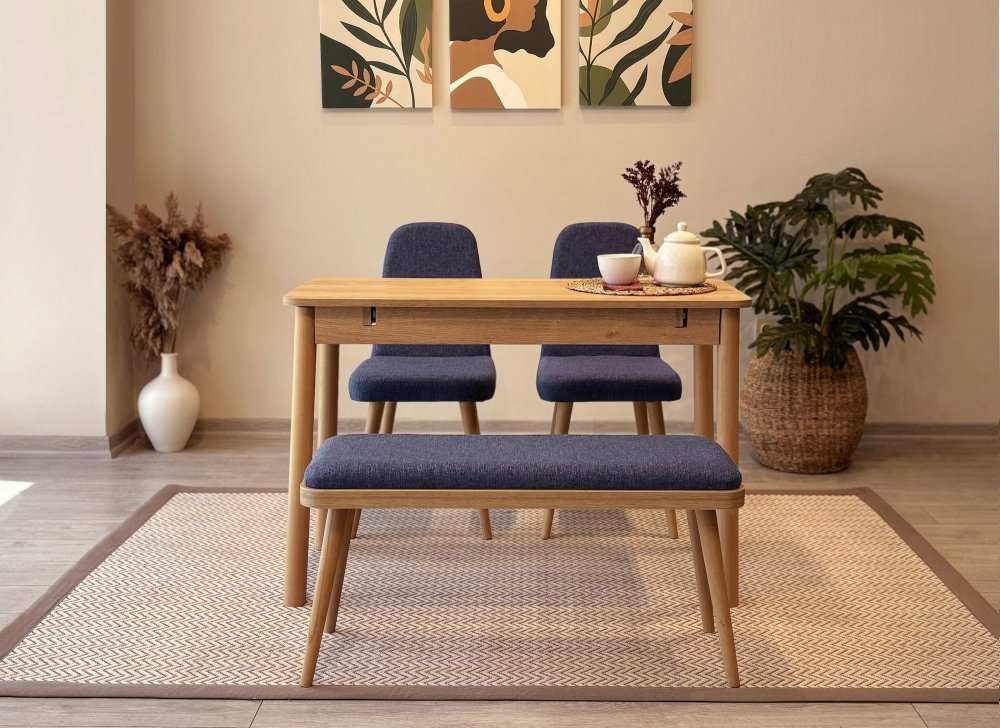 Jedálenský set s rozkladacím stolom a stoličkami (4 kusy) Vina Mini 01 1048 - Oak, Dark Blue