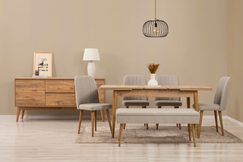 Set s rozkladacím stolom, stoličkami a konzolou (7 kusov) Vina 03 1005 - Atlantic Pine, Cream