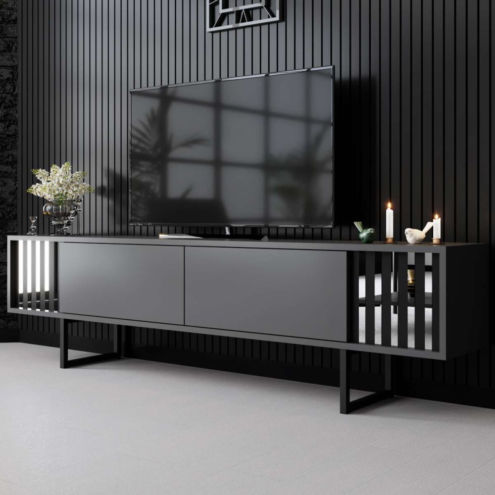 TV stolík Chrome Line - Anthracite, Black