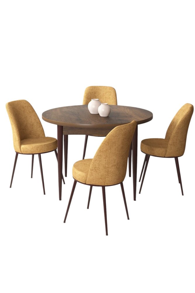 Dining Table & Chairs Set (5 Pieces) Tor - Baroque, Cappuccino (obrázek 2)