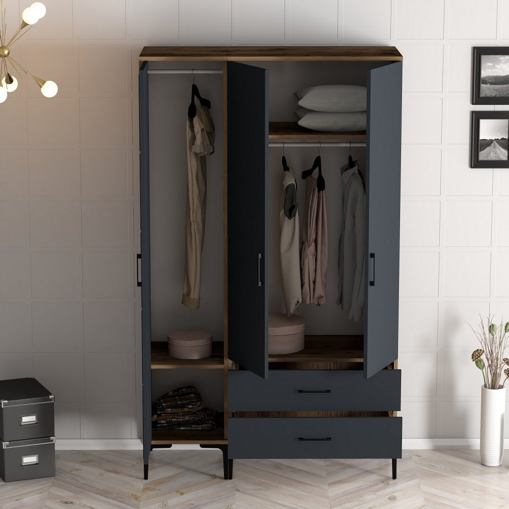 Šatní skříň Kumsal PT - Walnut, Anthracite (obrázek 5)