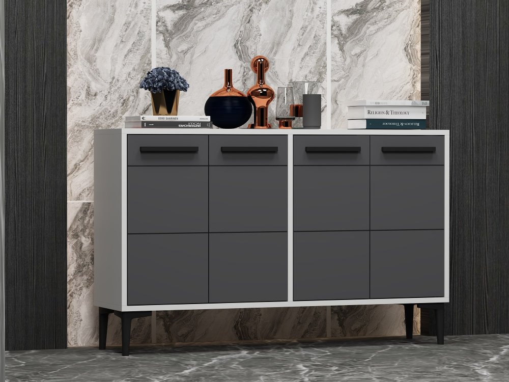 Konzolový stolík Stria - White, Anthracite