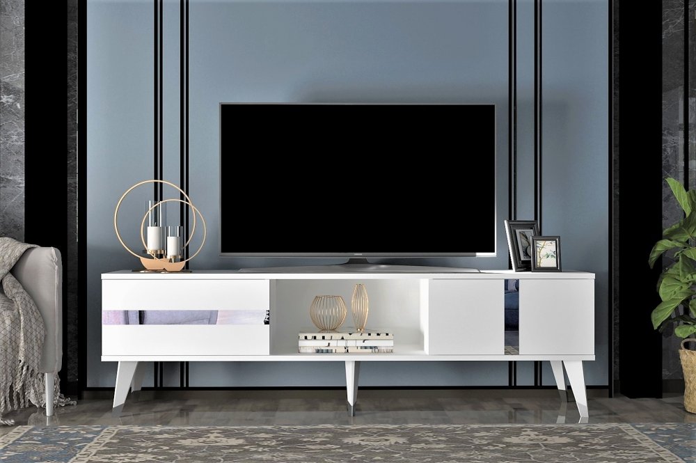 TV stolík Vania - White, Silver