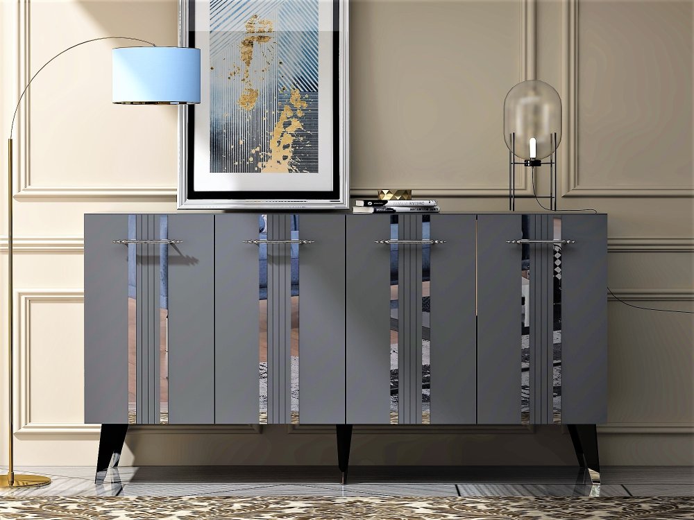 Konzolový stolík Asel - Anthracite, Silver