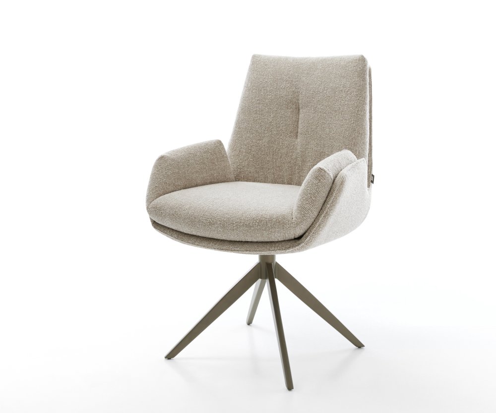 Jedálenská stolička Clea-Flex tkanina mäkký béžová krížová podstava