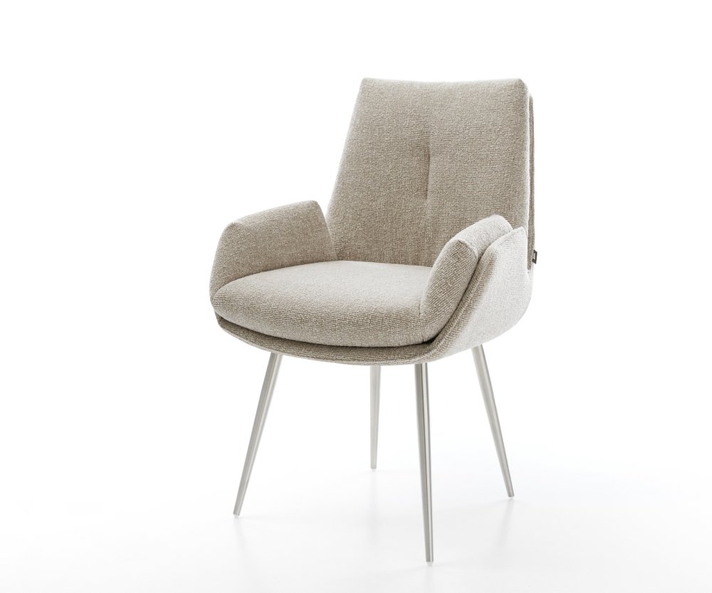 Jedálenská stolička Clea-Flex tkanina mäkký béžová 4-nohá zúžená