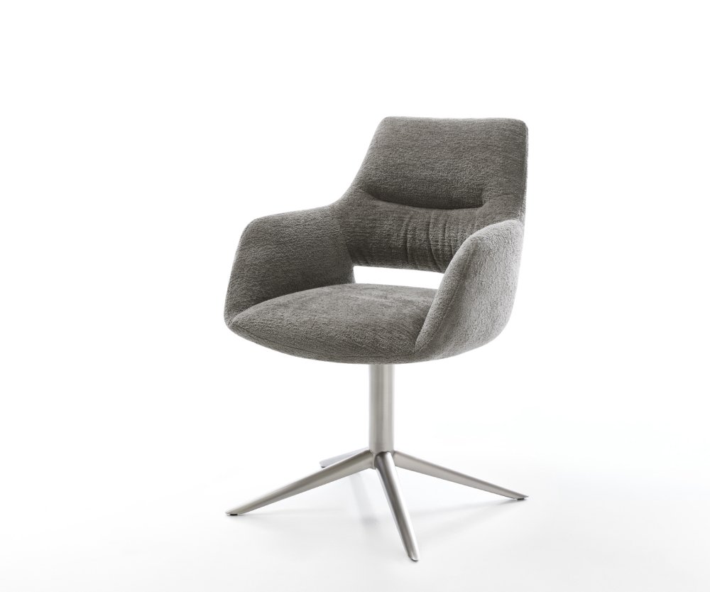 Jedálenská stolička Yago-Flex s opierkami bouclé mäkký tmavobéžová