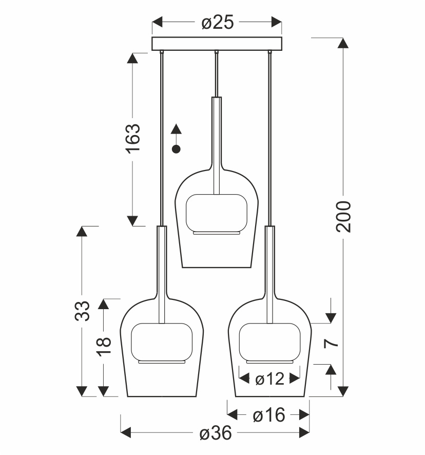 Lampa wisząca Glaxi szklane klosze kolorowe potrójna nad stół 3xGX53