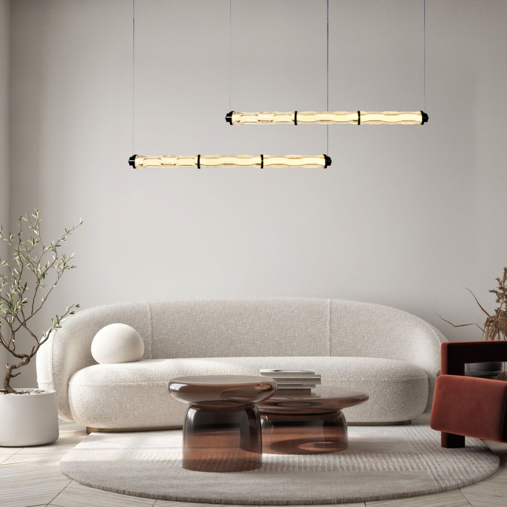 CORTE lampa wisząca pozioma czarny matowy 25W LED 3000K klosz bezbarwny