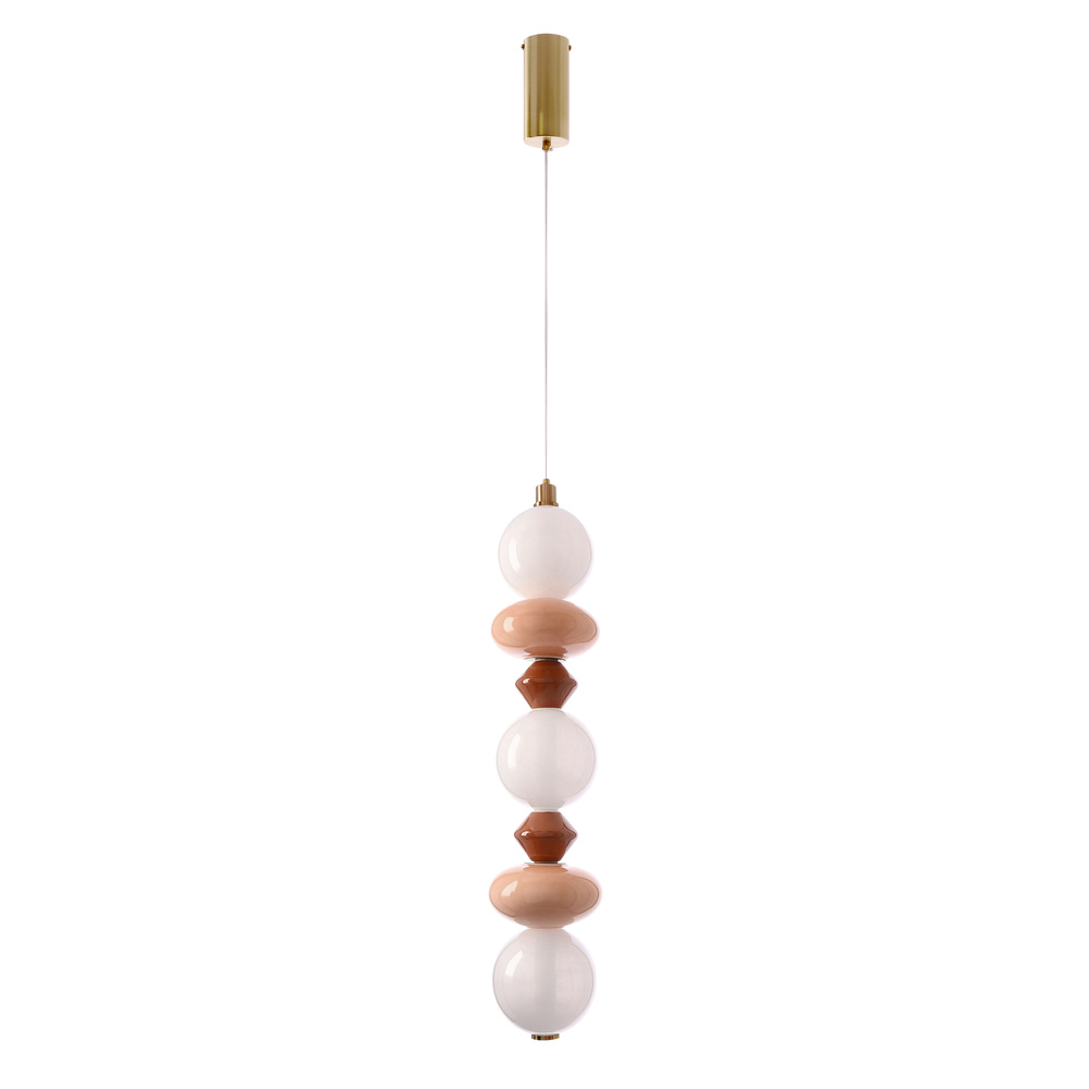 FLORES lampa wisząca mosiężny+brązowy+pomarańczowy 20W LED 3000K klosz biały