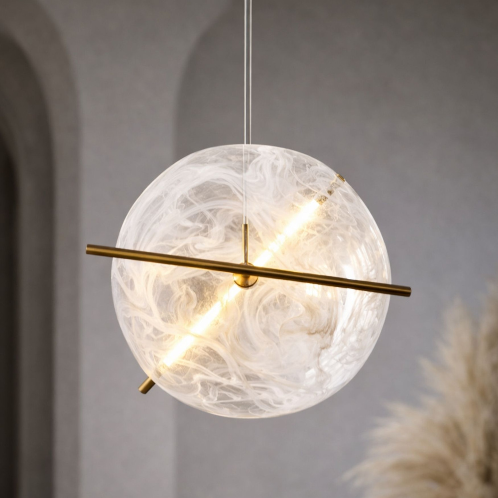 Levně RELAX lampa wiszaca okr. mosiężny 15W LED 3000K klosz biały