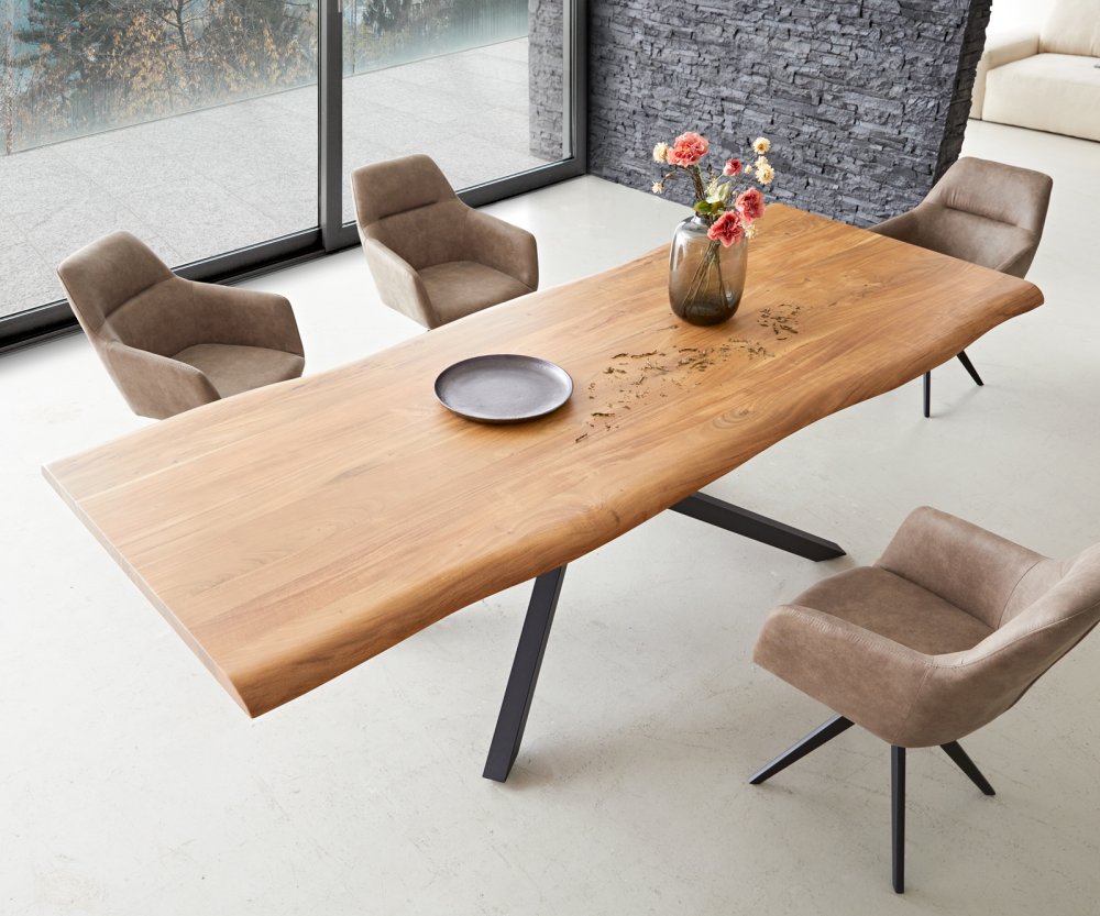 Jedálenský stôl Edge 260x100 XL akácia prírodná krížová podstava