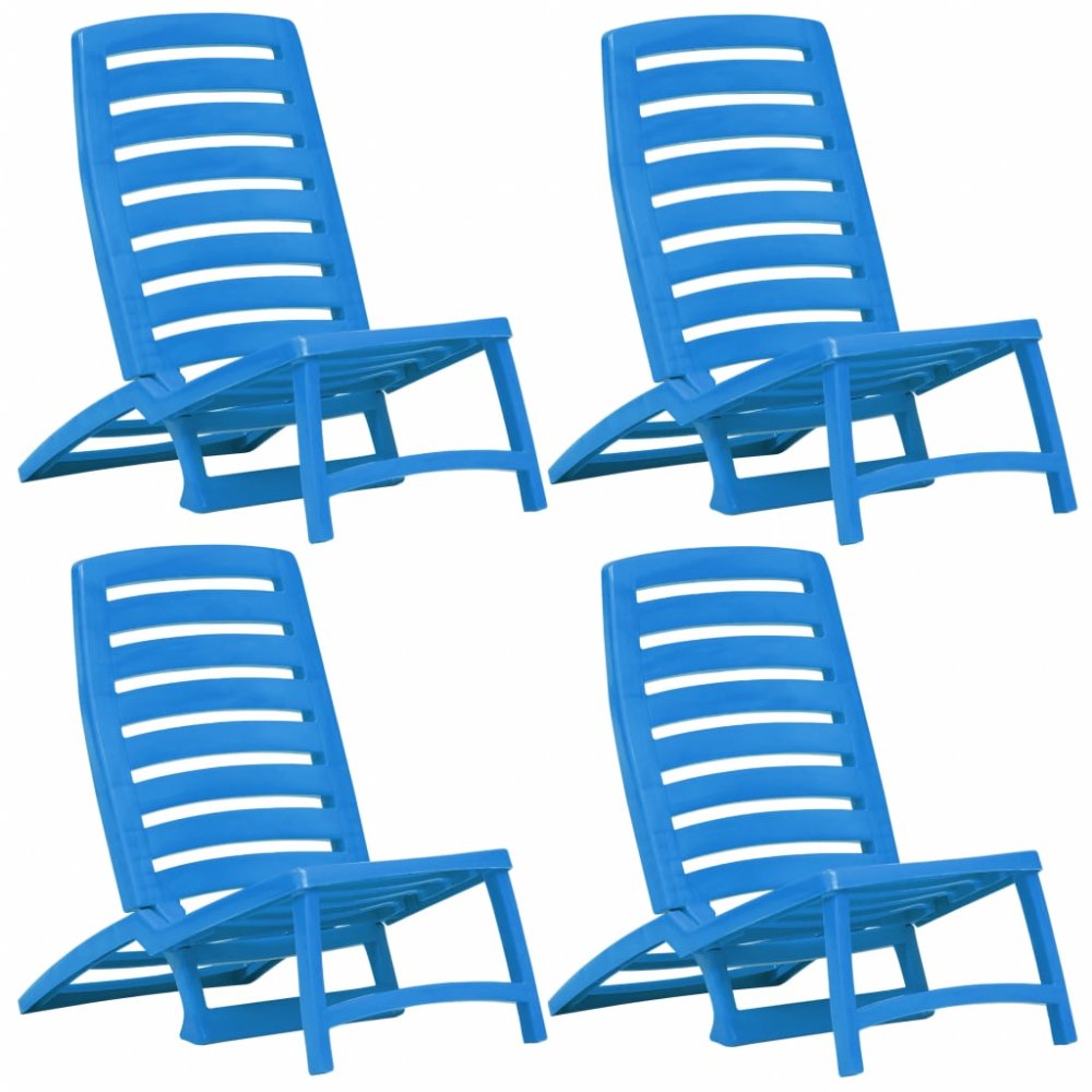 Levně Skládací plážové židle 4 ks plast Dekorhome Modrá