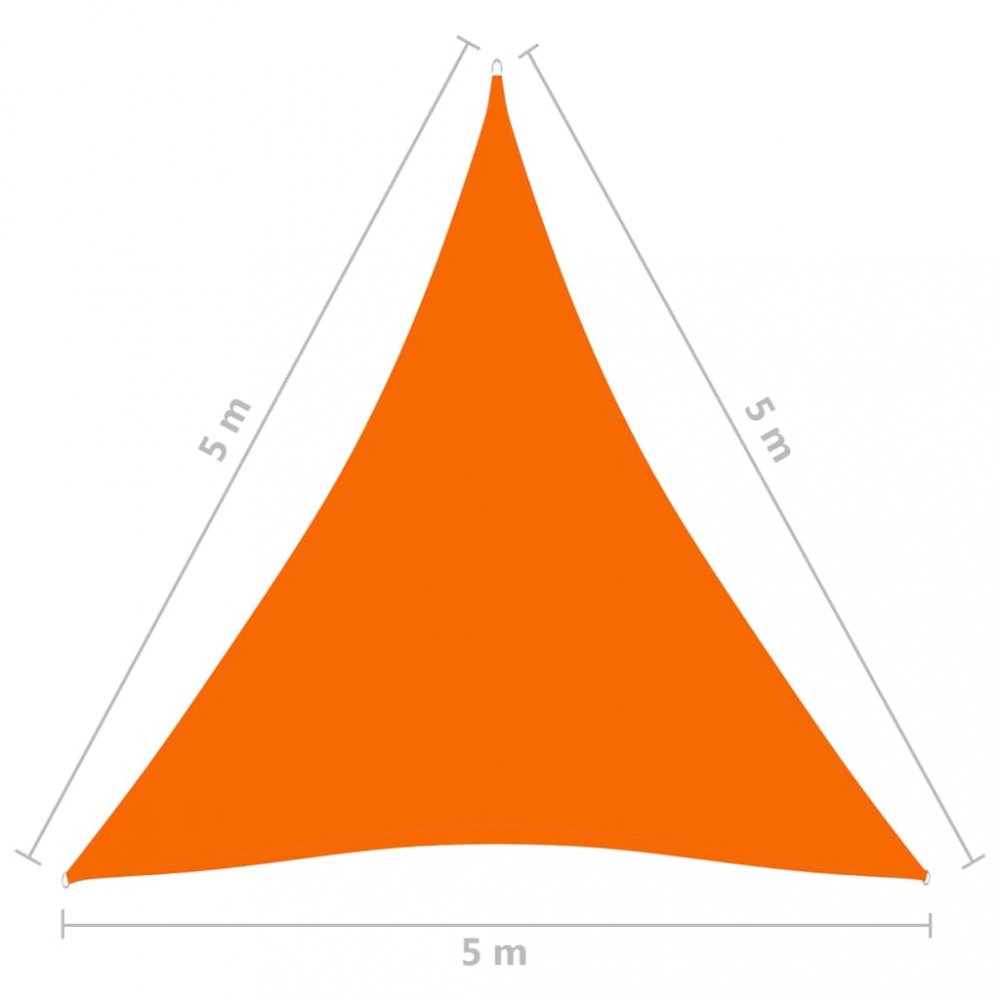 Tieniaca plachta trojuholníková 5 x 5 x 5 m oxfordská látka Dekorhome Oranžová