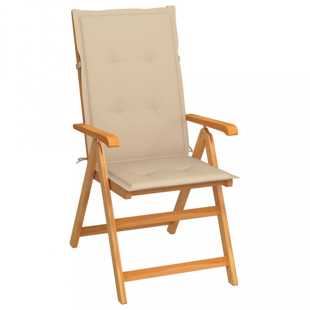 Skládací zahradní židle s poduškami teak / látka Dekorhome Béžová