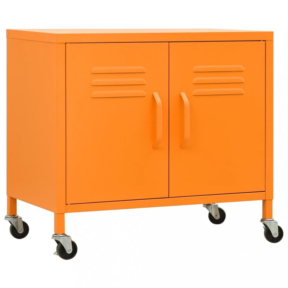 Plechová skříňka s kolečky Dekorhome Oranžová,Plechová skříňka s kolečky Dekorhome Oranžová