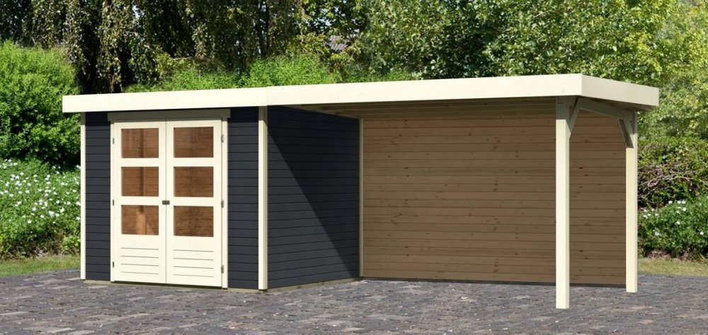 Drevený záhradný domček ASKOLA 3 s prístavkom 280 Lanitplast