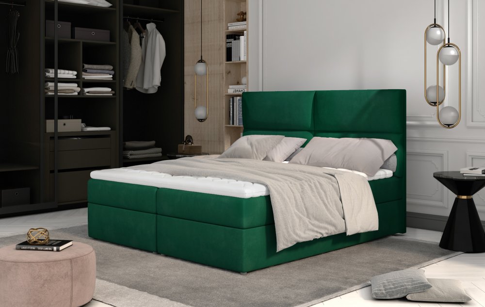 E-shop Boxspringová posteľ AMBER 160 Eltap Kronos 19 - zelená