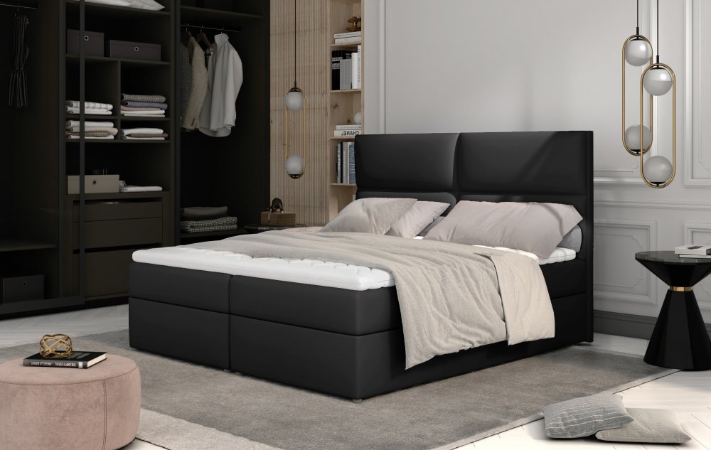E-shop Boxspringová posteľ AMBER 160 Eltap Soft 11 (ekokoža) - čierna