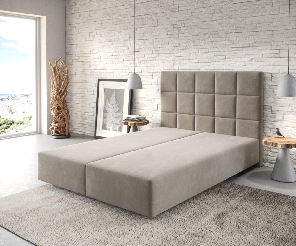 Boxspring posteľ Dream-Fine 140x200 cm z mikrovlákna béžová