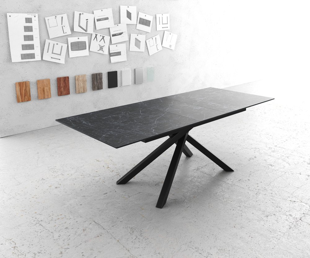 Jídelní stůl Edge 180-220x90cm Laminam® keramika šedá rozkládací